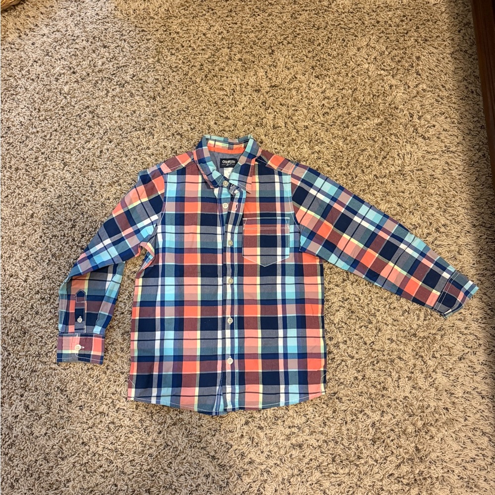 Oshkosh Plaid Kids Shirt - Blue, Pink, and White
